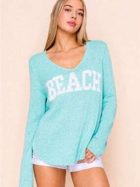 Women's Aqua “Beach” Sweater